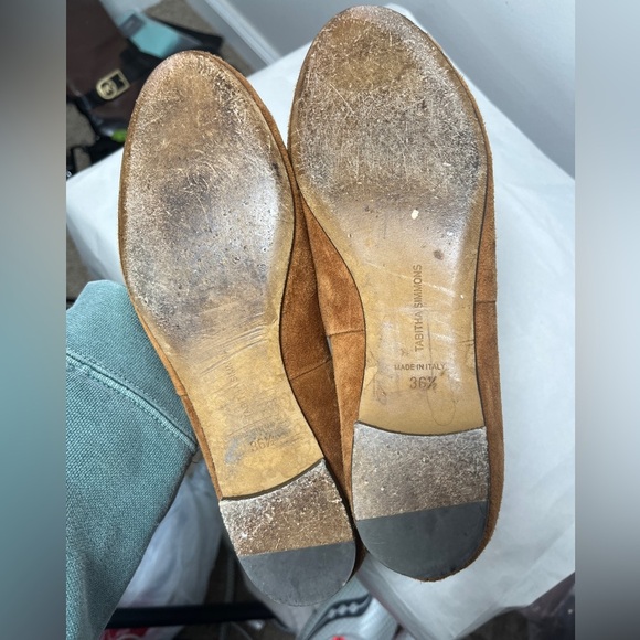 Tabitha Simmons Cognac Kid Suede Daria Ankle-Wrap Flats Sz 6.5 - Picture 9 of 15